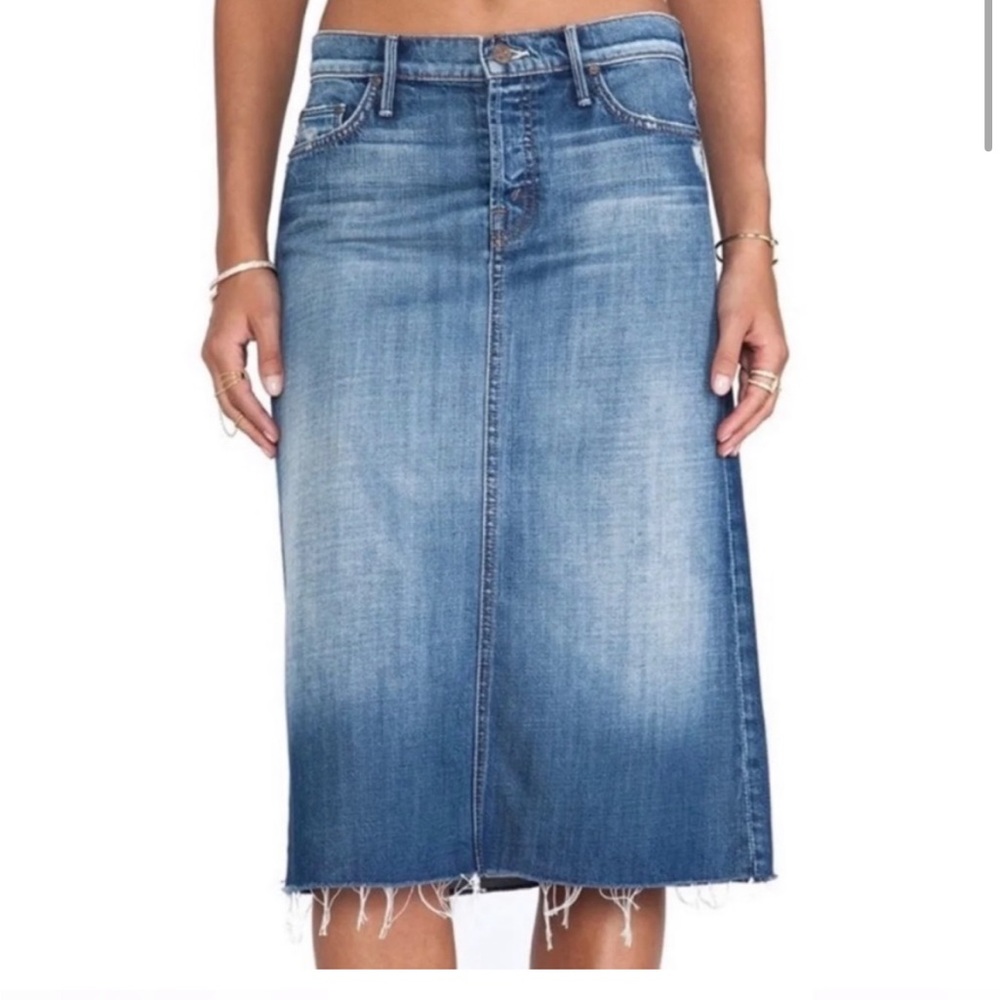 Mother • Straight A Denim Midi Skirt